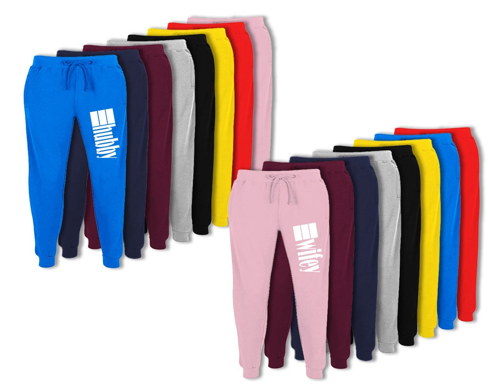 Hubby wifey jogger pants, sweatpants for couples, bridal gift, mothers day gift, husband wifey outfits unisex sizes 2 pants sold separately!