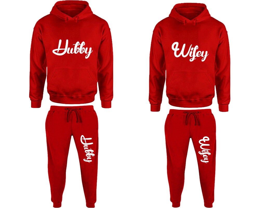 Couple Hoodie Jogger pants hubby wifey Christmas Clothing sweatsuit Women Jogger Men Jogger King queen  Matching 4 items Sold Separately