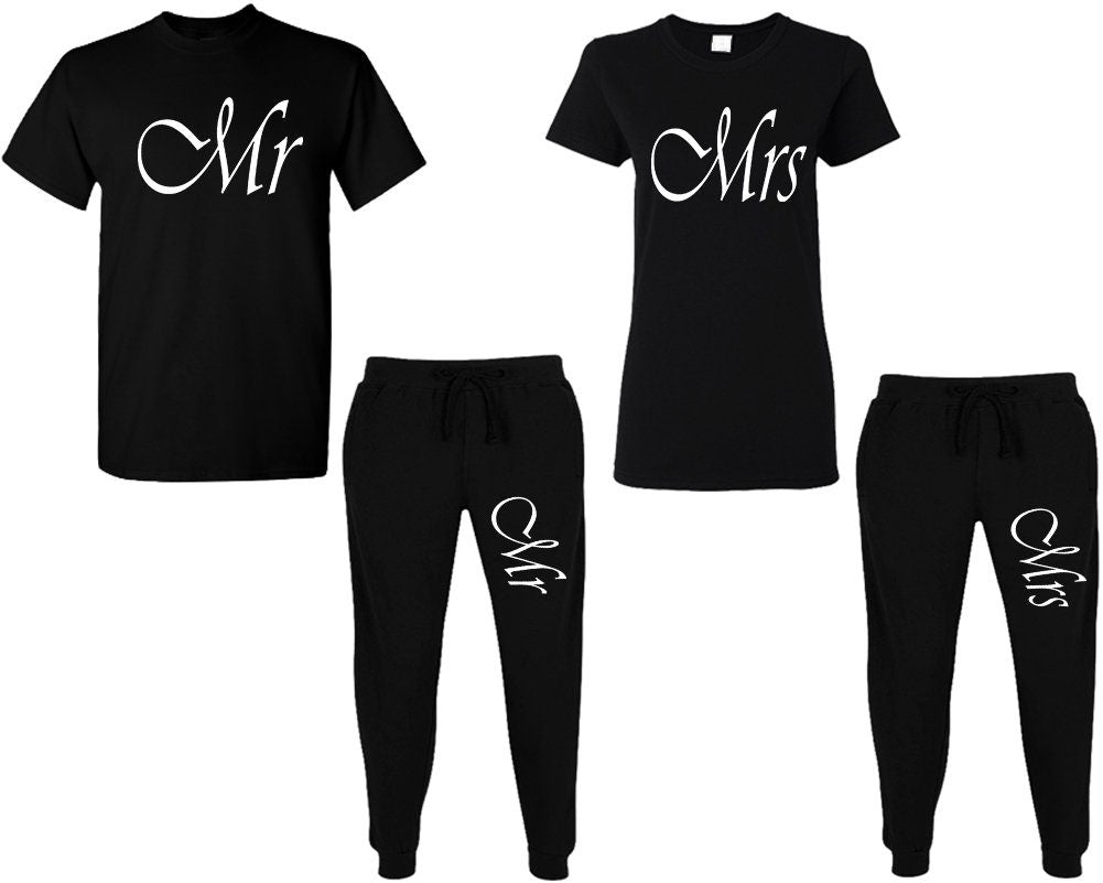 Couple loungewear Jogger pants t shirt Mr Mrs sweatsuits matching outfits King queen outfits tracksuit for couples 4 items sold separately