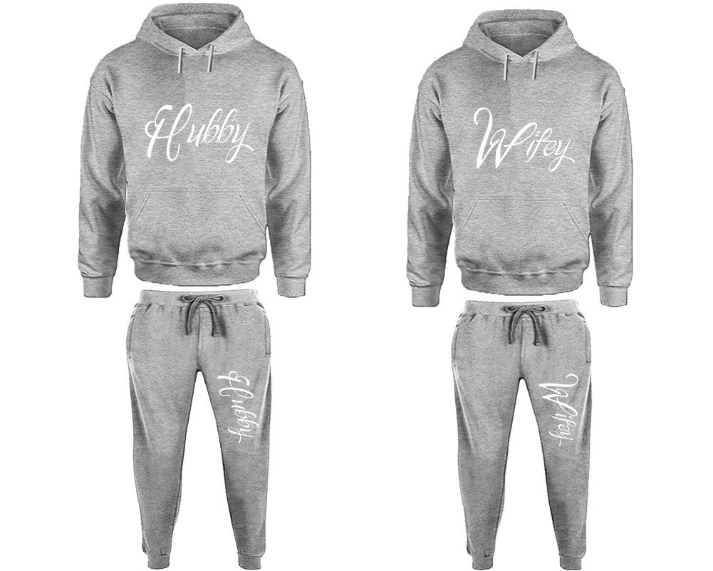 Hubby Wifey Couple Hoodie Jogger pants Christmas Clothing sweatsuit Women Jogger Men Jogger King queen  Matching 4 items Sold Separately