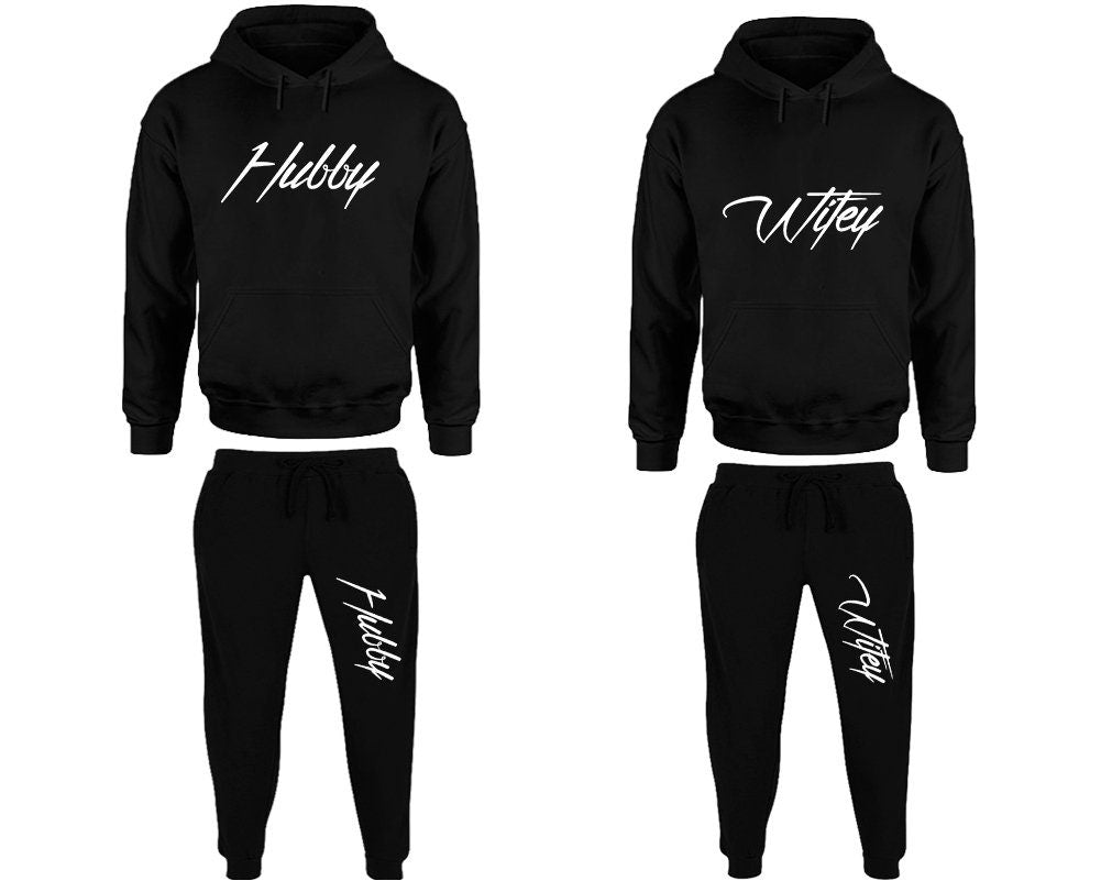 Hubby Wifey Tracksuit Hoodie Jogger pants Christmas Clothing sweatsuit Women Jogger Men Jogger King queen  Matching 4 items Sold Separately