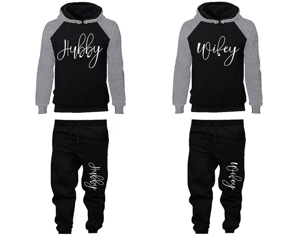 Hubby Wifey color block sweatpants valentine sweatsuit hoodies jogger pants gift for her gift for him  Matching 4 items Sold Separately