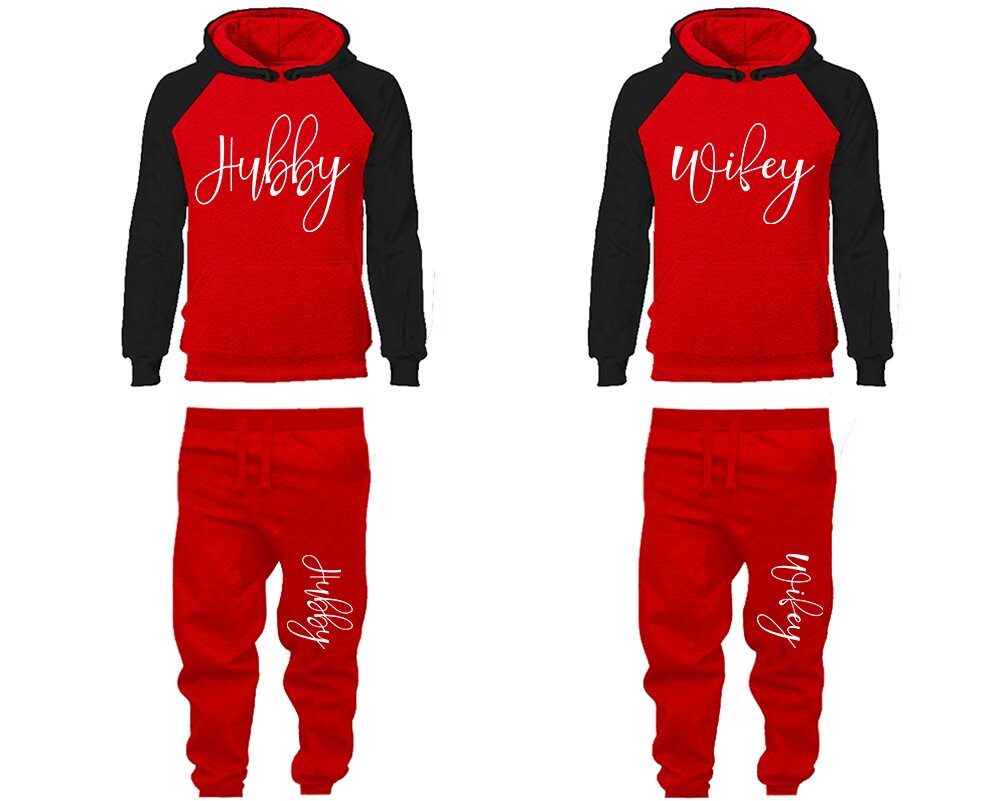 Hubby Wifey color block sweatpants valentine sweatsuit hoodies jogger pants gift for her gift for him  Matching 4 items Sold Separately