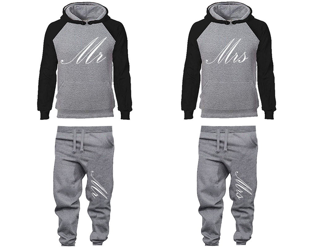 Raglan hoodie sweatpants Mr Mrs Hoodie Jogger pants anniversary gift outfits Wedding gift  Matching 4 items Sold Separately