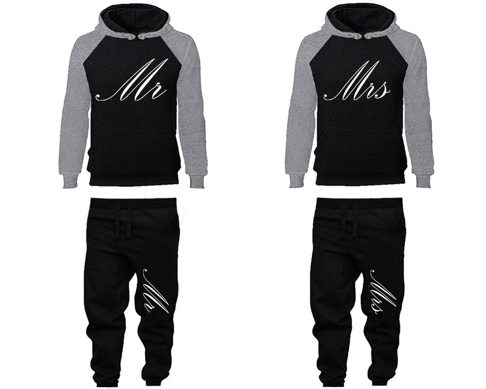 Raglan hoodie sweatpants Mr Mrs Hoodie Jogger pants anniversary gift outfits Wedding gift  Matching 4 items Sold Separately