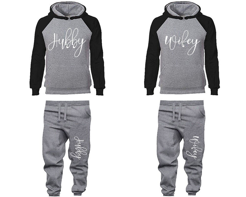 Hubby Wifey color block sweatpants valentine sweatsuit hoodies jogger pants gift for her gift for him  Matching 4 items Sold Separately