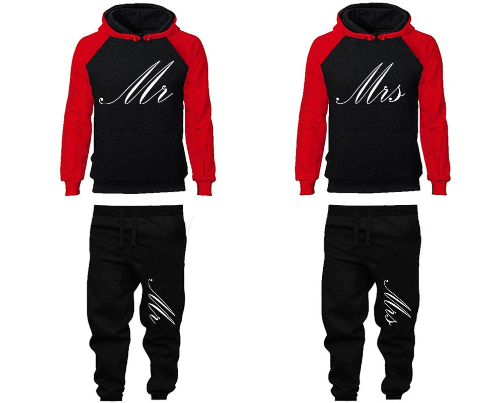 Raglan hoodie sweatpants Mr Mrs Hoodie Jogger pants anniversary gift outfits Wedding gift  Matching 4 items Sold Separately