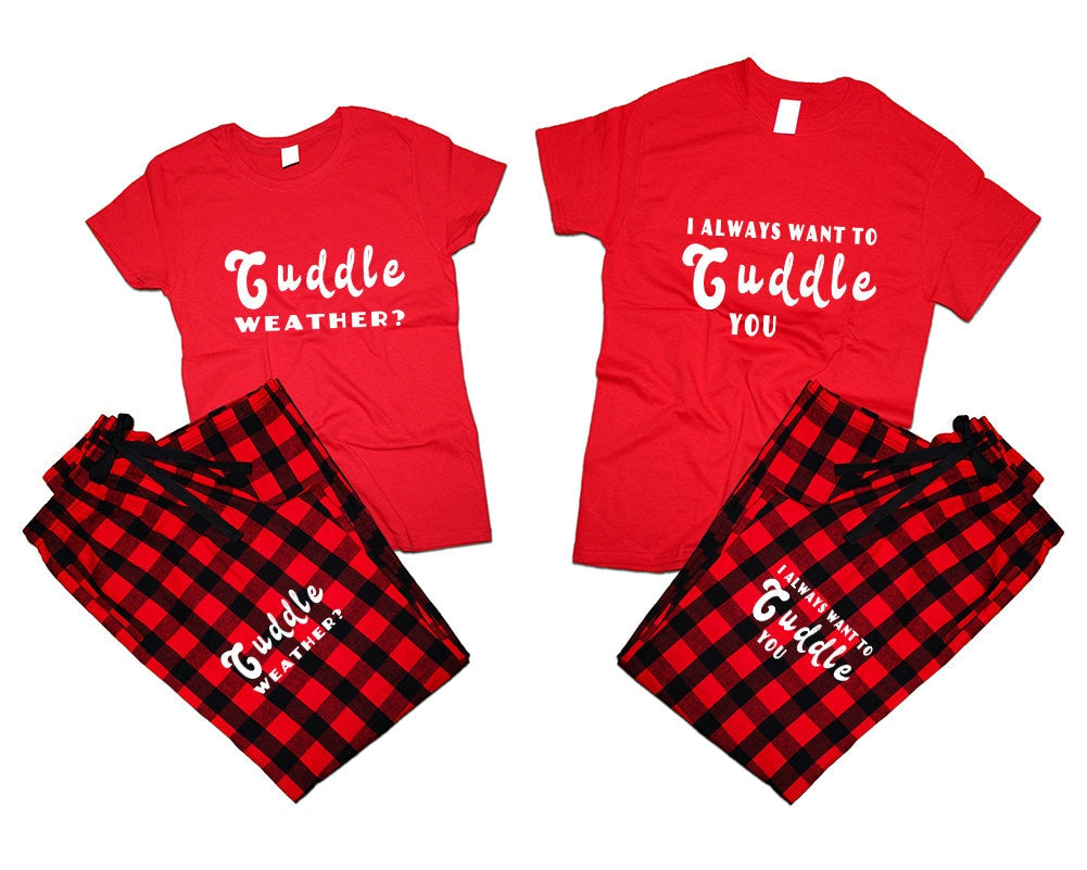 Christmas couple Pajamas sets matching t shirts pants Cuddle weather woman man Couple outfits  gift 4 items sold separately