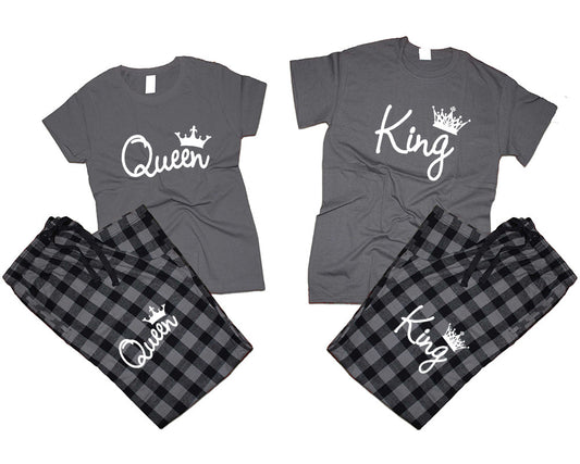 Gift for Couple T shirt pants King queen pajamas flannel for Couples anniversary gift woman man Couple outfits gift 4 items sold separately