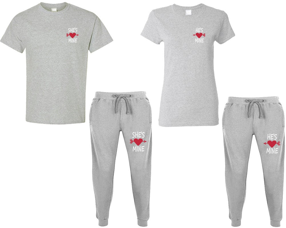 T shirts pants She's mine He's mine Couple  Matching Unisex Joggers pants engagement gift wedding anniversary 4 items sold separately