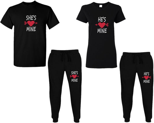 Couple sweatpants t shirts tracksuits She's mine He's mine sets  engagement gift wedding anniversary 4 items sold separately