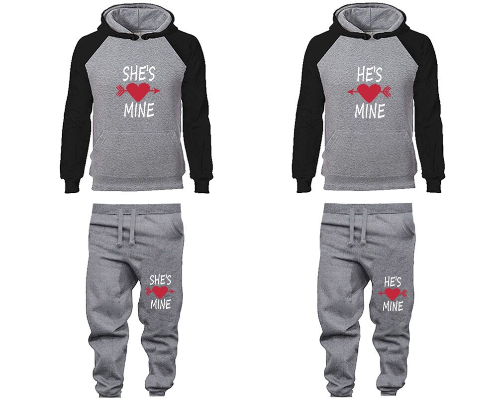 Couples She's mine He's mine Hoodie Jogger pants Christmas Clothing raglan hoodies  Matching 4 items Sold Separately