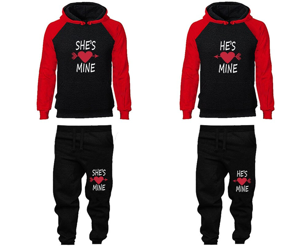 Couples She's mine He's mine Hoodie Jogger pants Christmas Clothing raglan hoodies  Matching 4 items Sold Separately