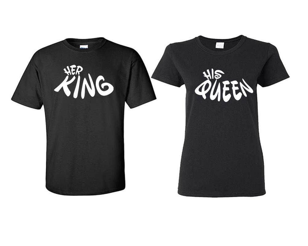 Her King and His Queen matching couple shirts.Couple shirts, Black t shirts for men, t shirts for women. Couple matching shirts.