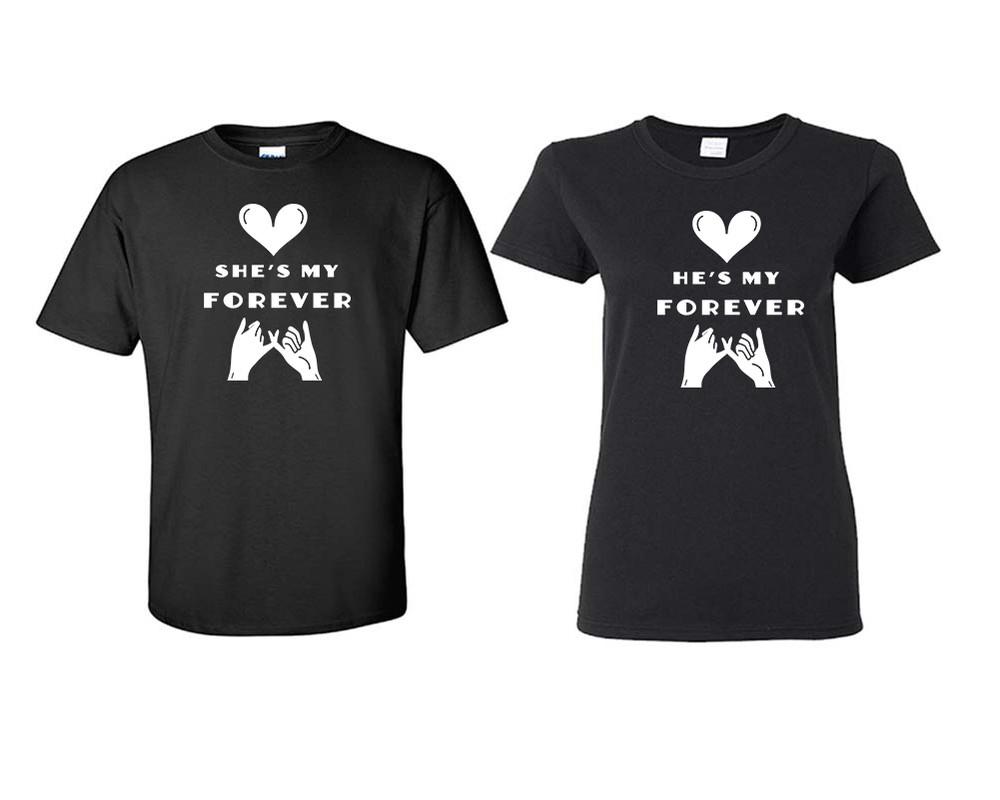 She's My Forever and He's My Forever matching couple shirts.Couple shirts, Black t shirts for men, t shirts for women. Couple matching shirts.