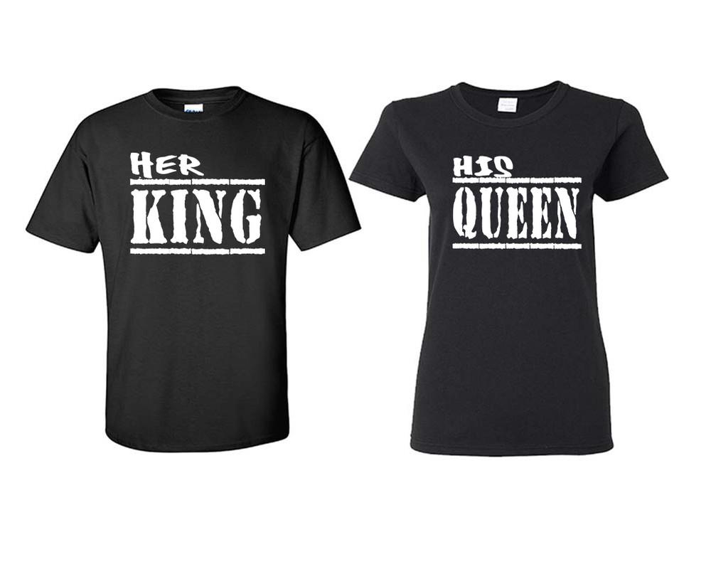 Her King and His Queen matching couple shirts.Couple shirts, Black t shirts for men, t shirts for women. Couple matching shirts.