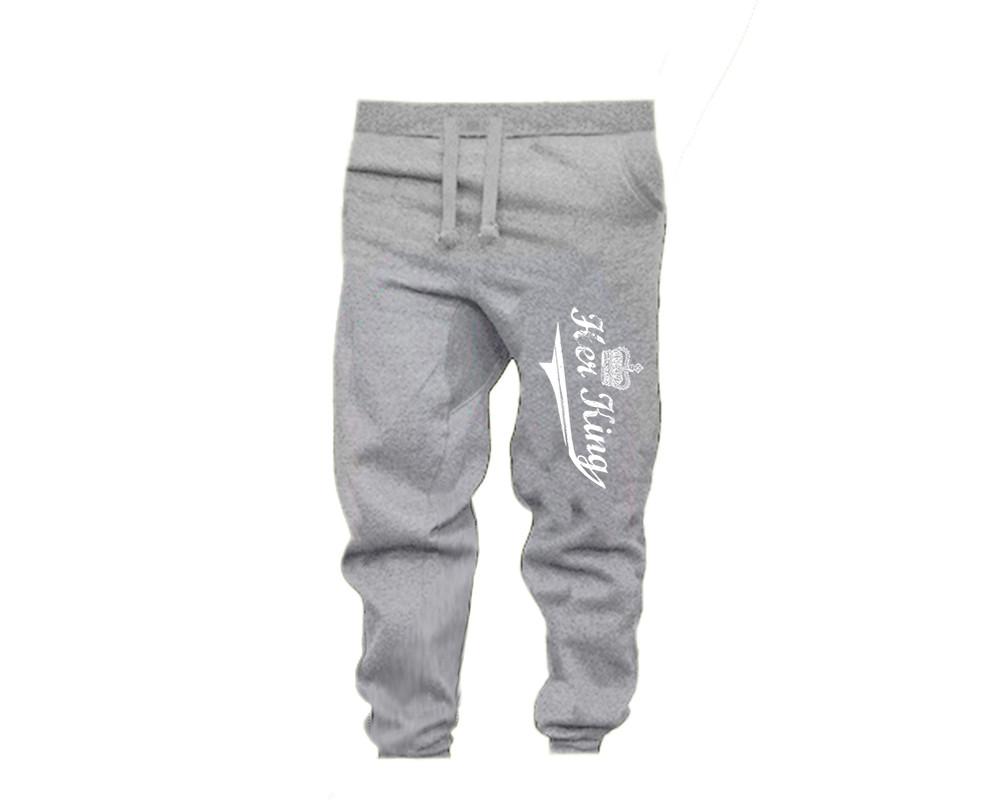 Black Grey color Her King design Jogger Pants for Man.