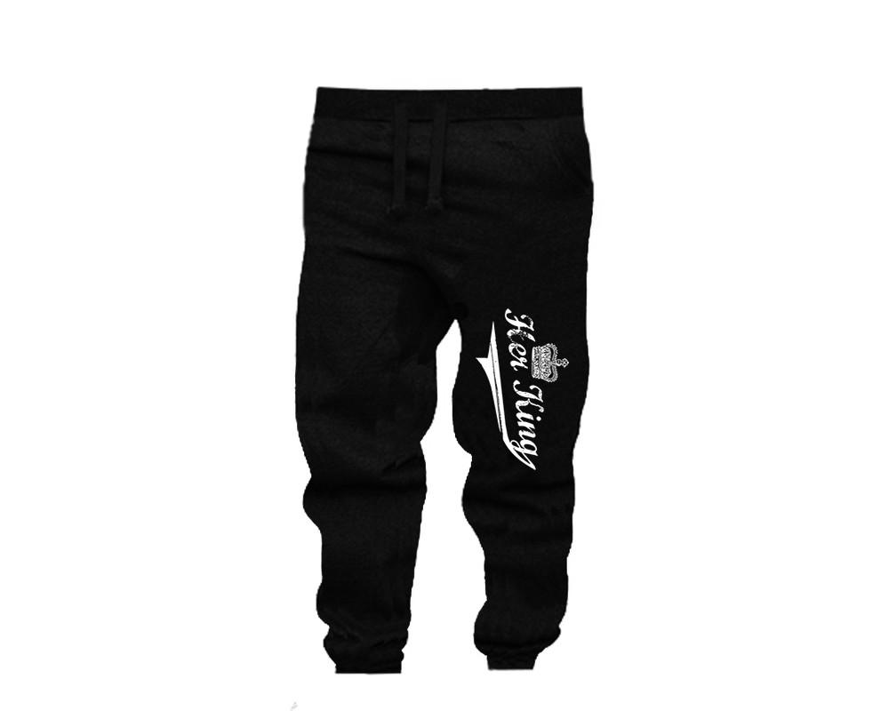 Black color Her King design Jogger Pants for Man.