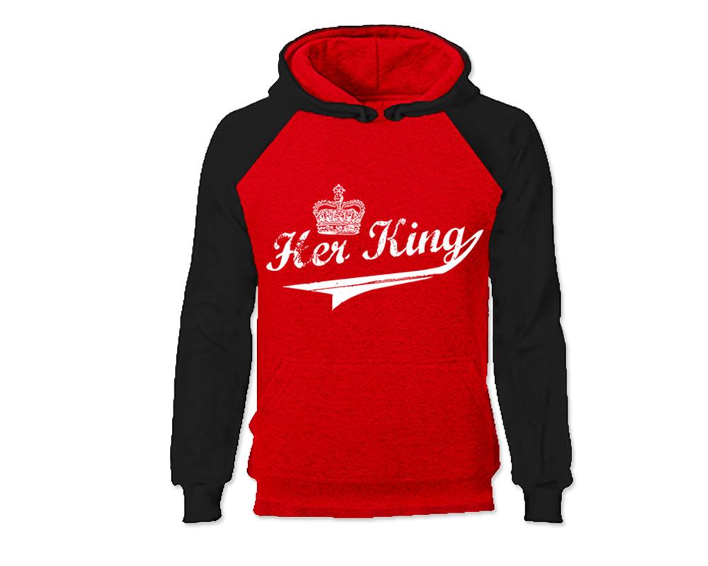 Black Red color Her King design Hoodie for Man.