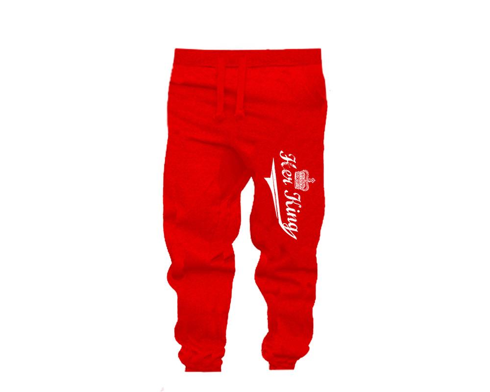 Black Red color Her King design Jogger Pants for Man.