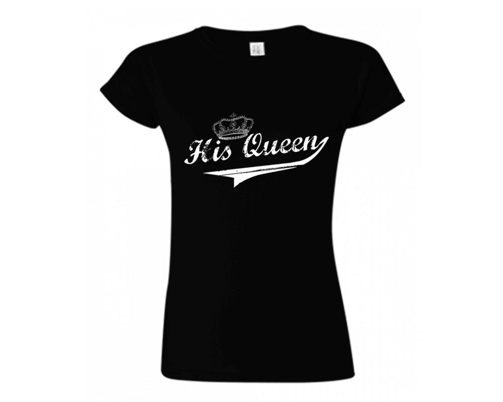 Black color His Queen design T Shirt for Woman