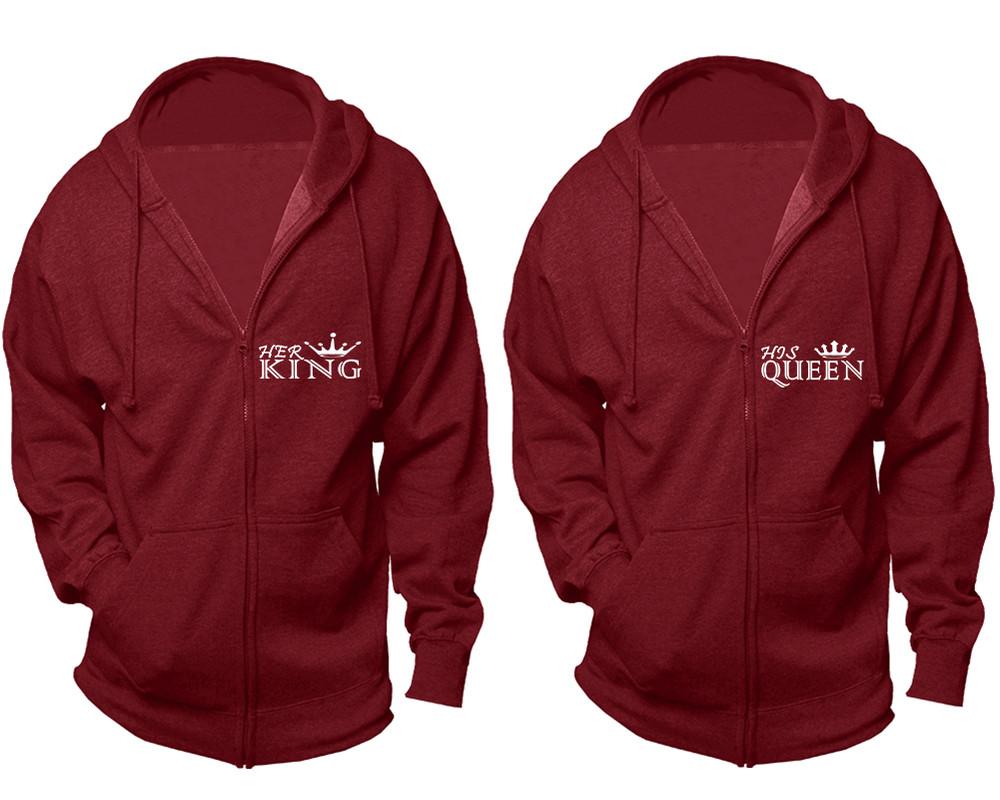 Her King and His Queen zipper hoodies, Matching couple hoodies, Cranberry Cavier zip up hoodie for man, Cranberry Cavier zip up hoodie womens