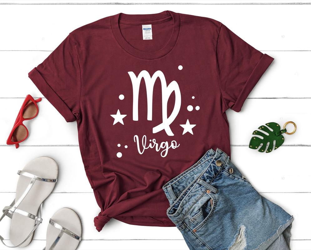 Virgo t shirts for women. Custom t shirts, ladies t shirts. Maroon shirt, tee shirts.