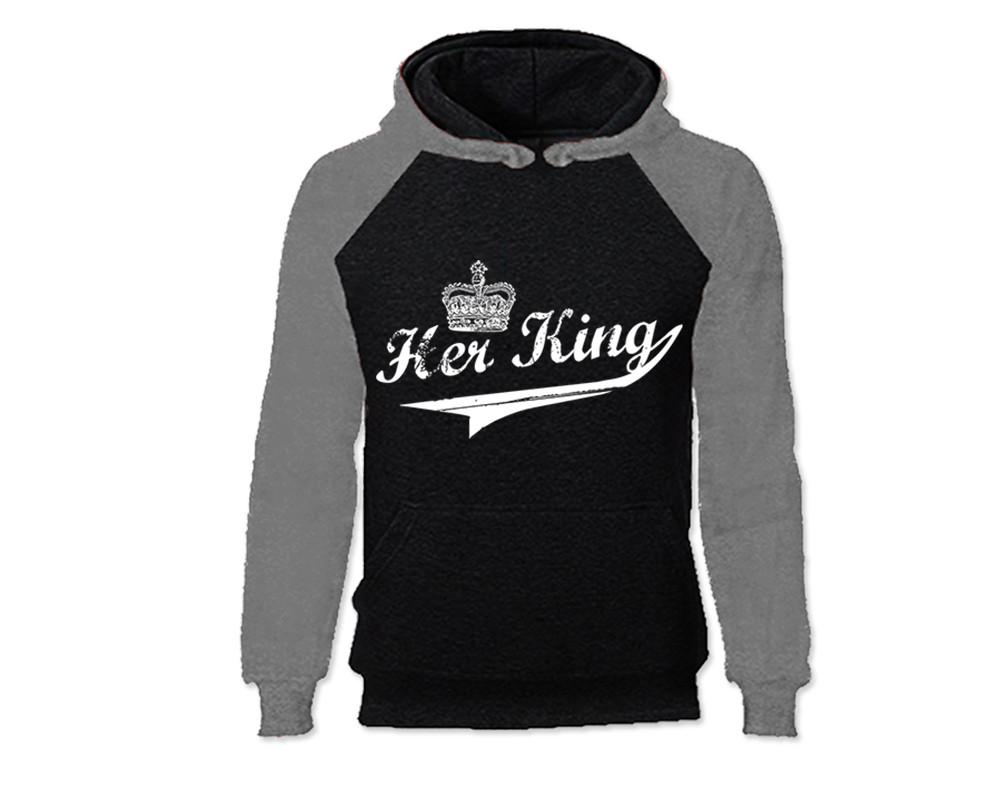 Grey Black color Her King design Hoodie for Man.