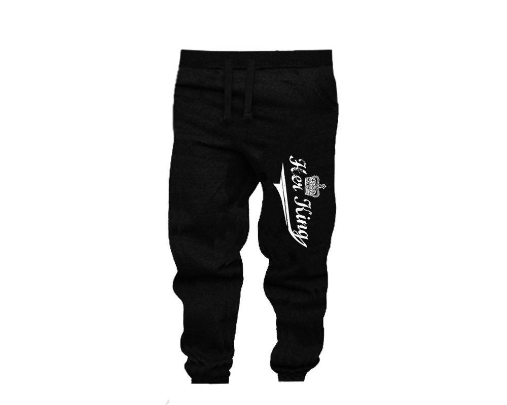 Grey Black color Her King design Jogger Pants for Man.