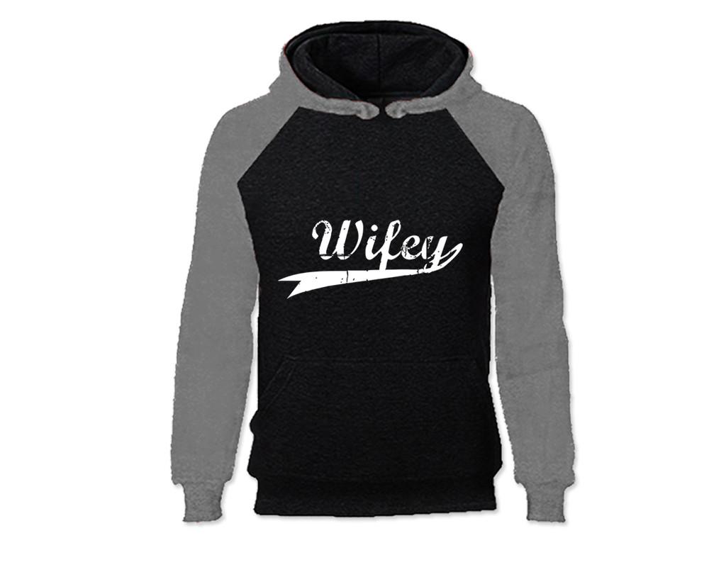 Grey Black color Wifey design Hoodie for Woman