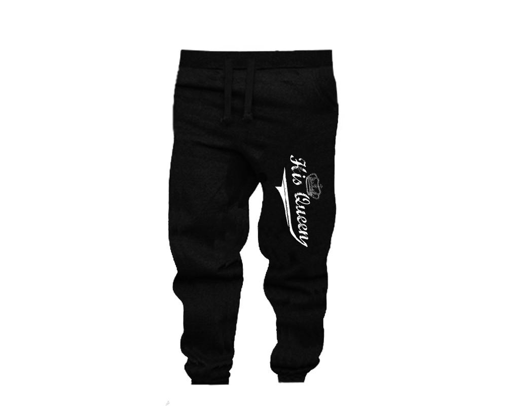 Grey Black color His Queen design Jogger Pants for Woman