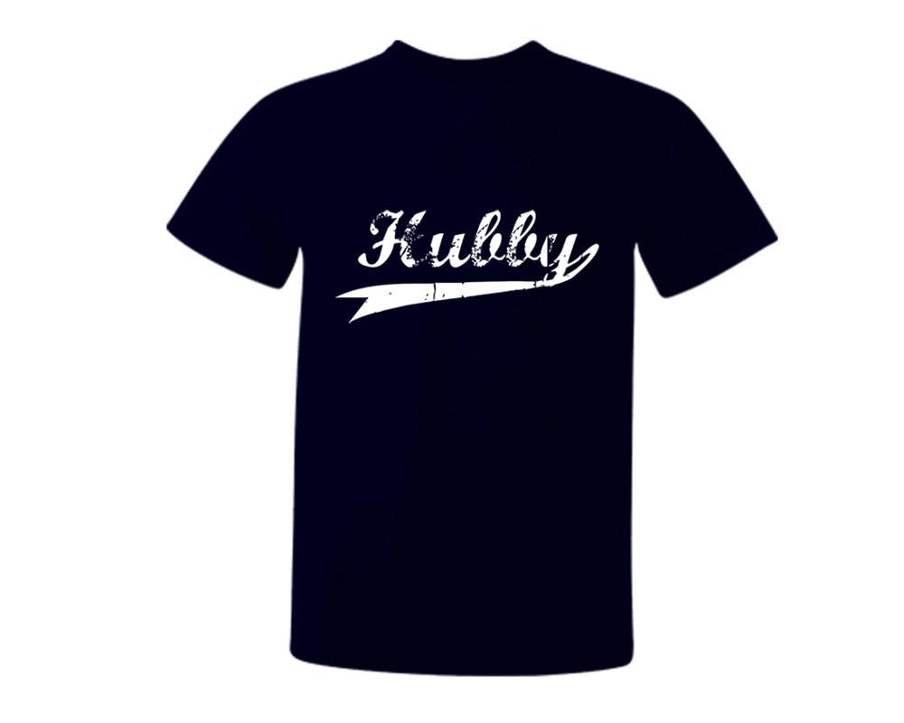 Navy Blue color Hubby design T Shirt for Man.