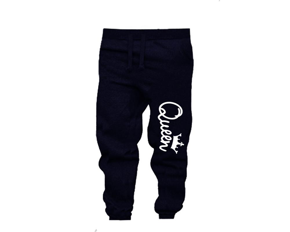Navy Blue color Queen design Jogger Pants for Woman