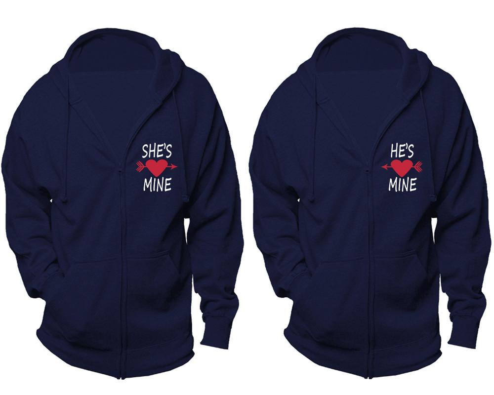 She's Mine and He's Mine zipper hoodies, Matching couple hoodies, Navy Blue zip up hoodie for man, Navy Blue zip up hoodie womens