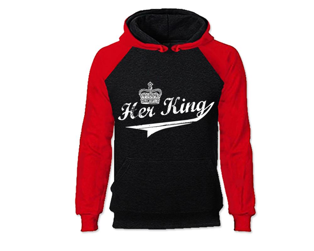 Red Black color Her King design Hoodie for Man.