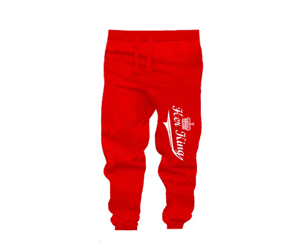 Red color Her King design Jogger Pants for Man.