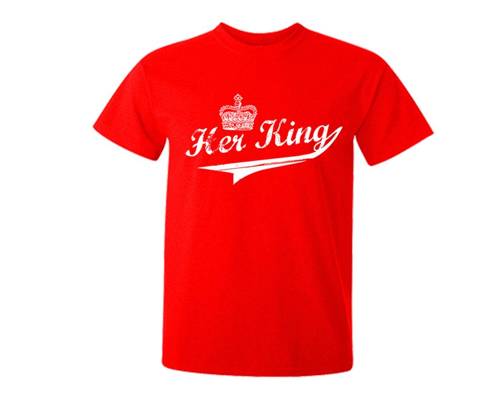 Red color Her King design T Shirt for Man.