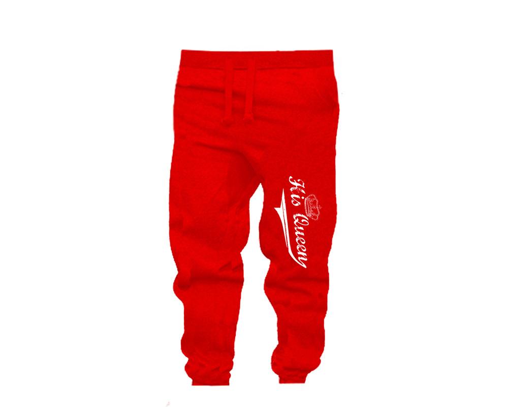 Red color His Queen design Jogger Pants for Woman