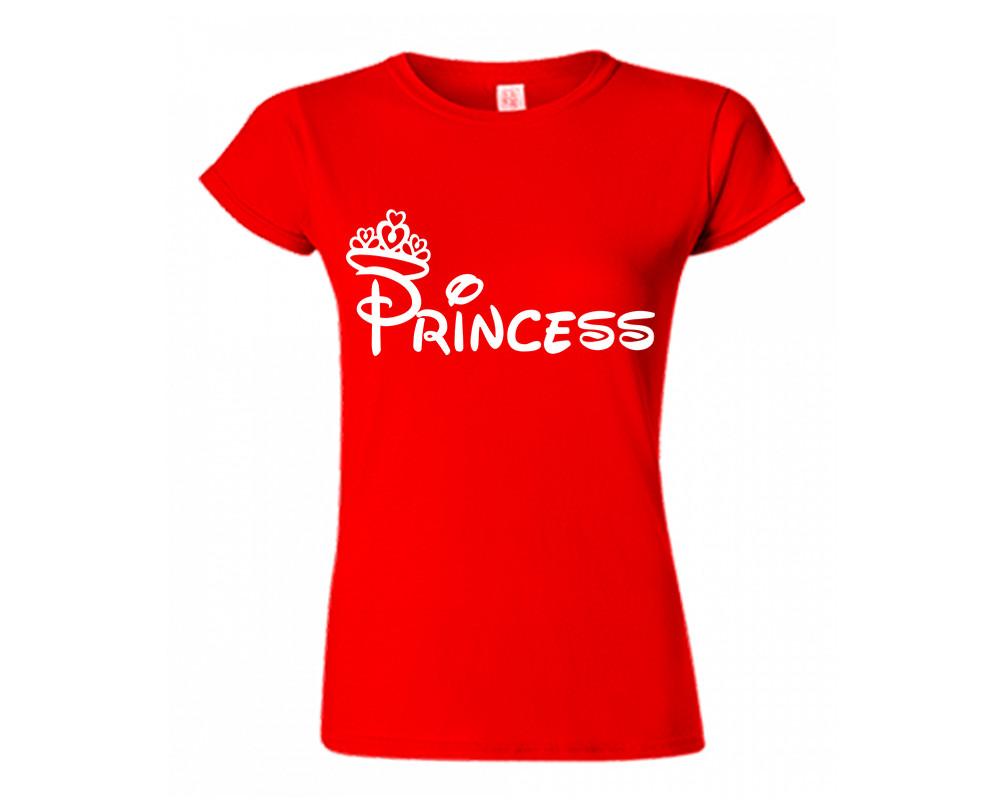 Red color Princess design T Shirt for Woman