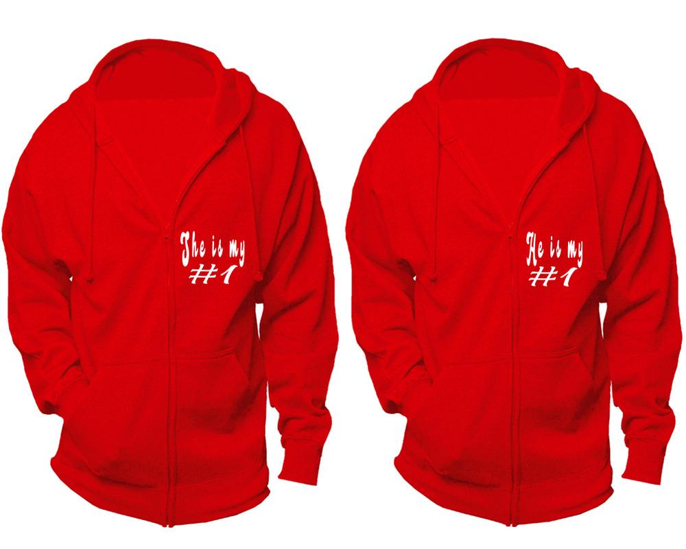 She's My Number 1 and He's My Number 1 zipper hoodies, Matching couple hoodies, Red zip up hoodie for man, Red zip up hoodie womens