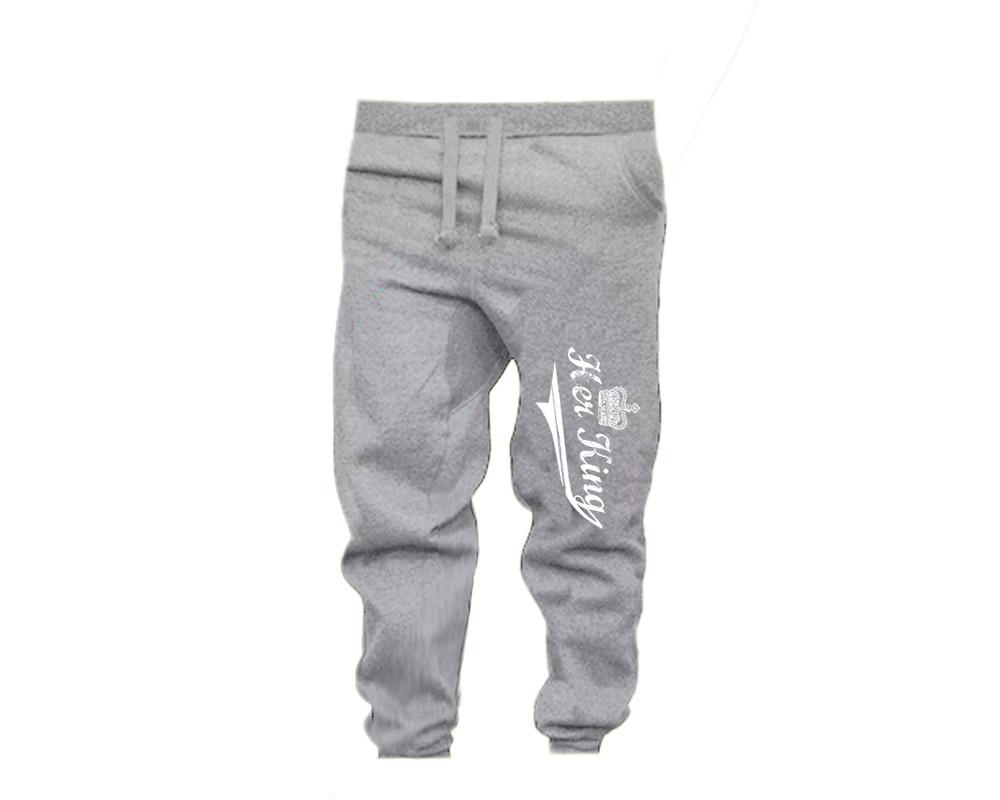 Sports Grey color Her King design Jogger Pants for Man.