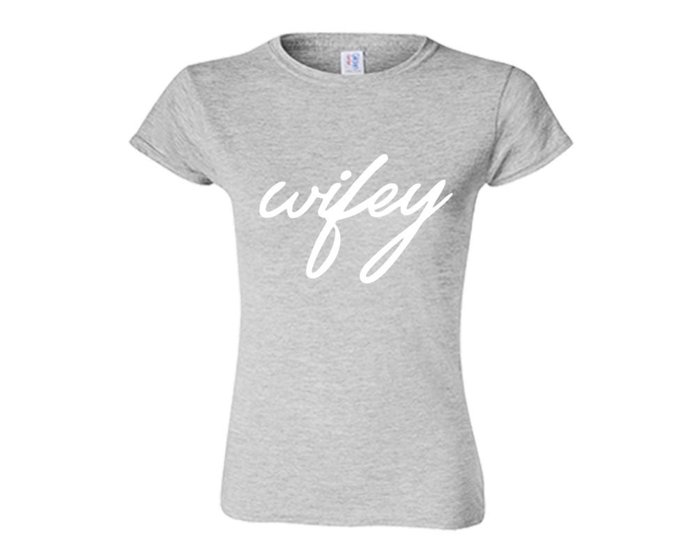 Sports Grey color Wifey design T Shirt for Woman