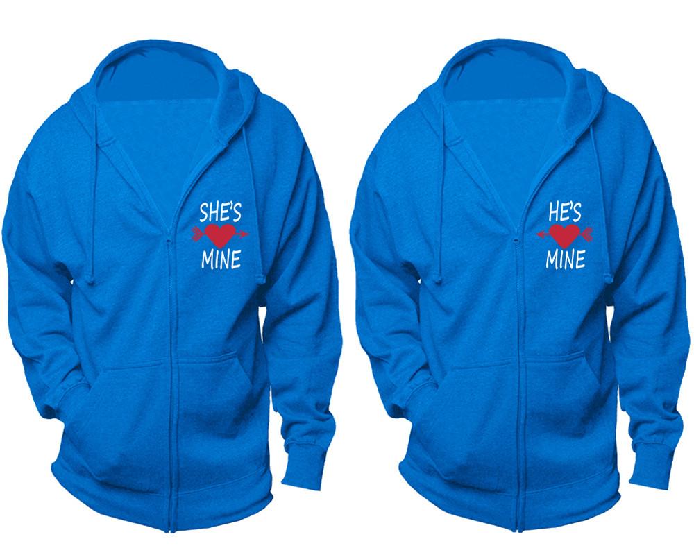 She's Mine and He's Mine zipper hoodies, Matching couple hoodies, Turquoise zip up hoodie for man, Turquoise zip up hoodie womens