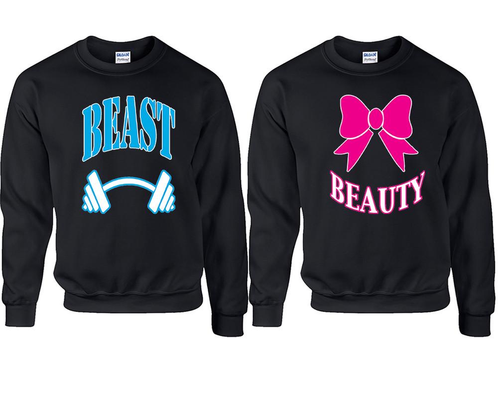 Beast Beauty couple sweatshirts. Black sweaters for men, sweaters for women. Sweat shirt. Matching sweatshirts for couples