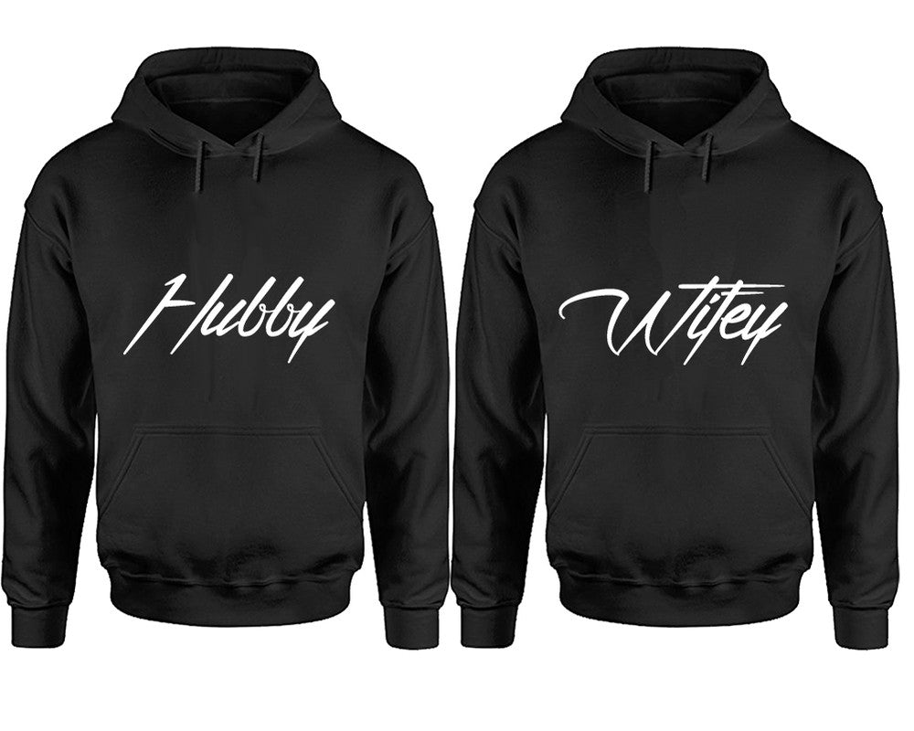 Hubby and Wifey hoodies, Matching couple hoodies, Black pullover hoodies