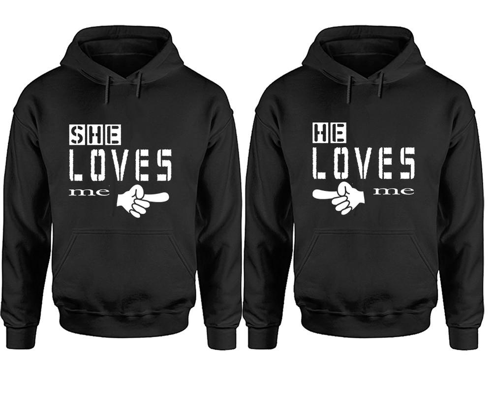 She Loves Me and He Loves Me hoodies, Matching couple hoodies, Black pullover hoodies