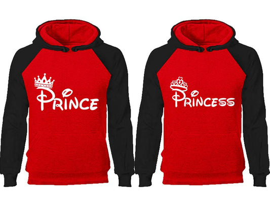 Prince Princess couple hoodies, raglan hoodie. Black Red hoodie mens, Black Red red hoodie womens. 