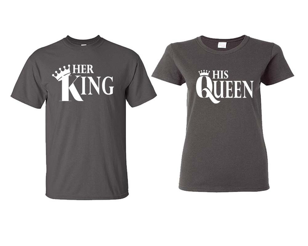 Her King and His Queen matching couple shirts.Couple shirts, Charcoal t shirts for men, t shirts for women. Couple matching shirts.