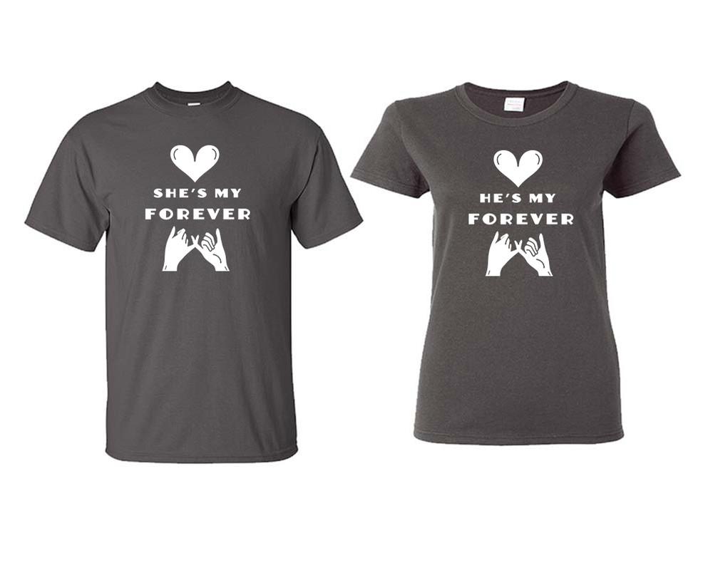 She's My Forever and He's My Forever matching couple shirts.Couple shirts, Charcoal t shirts for men, t shirts for women. Couple matching shirts.