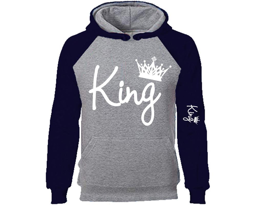 King designer hoodies. Navy Blue Grey Hoodie, hoodies for men, unisex hoodies